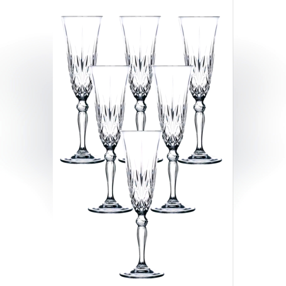 RCR Crystal Melodia Champagne Flute Set 6pc NEW NWB